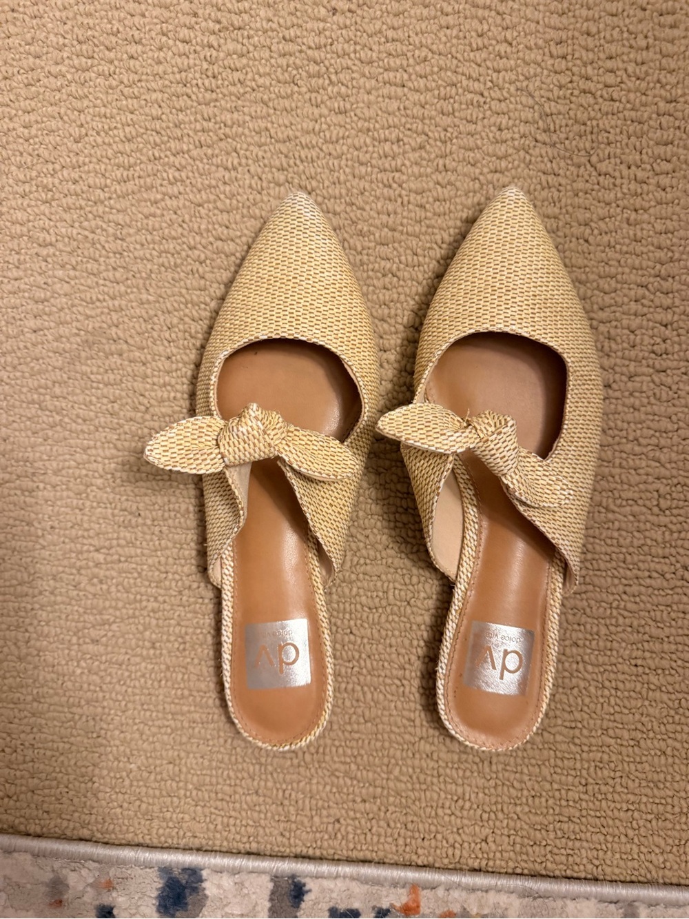 Dolce Vita Beige Woven Knot Pointed-Toe Mules